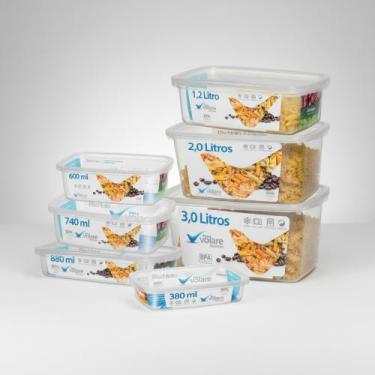 Imagem de Conjunto Potes 8 Peças Multiuso S/bpa Geladeira Micro-ondas - Volare