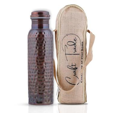 Imagem de Craft Trade Garrafa de água de cobre puro de 100 ml – Garrafa de cobre 100% puro para beber com benefícios de saúde ayurvédicos – Feita à mão em acabamento antigo – à prova de vazamento, livre de BPA