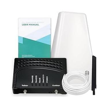 Imagem de Amplificador de celular para casa e escritório, até 2000 pés quadrados, impulsionador de sinal de celular com banda 66/25/2/4/5/12/13/17, Boost 5G 4G dados para todas as operadoras americanas