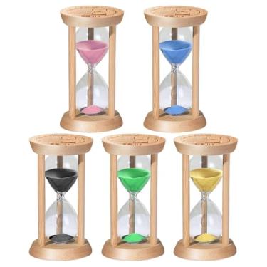 Imagem de SuLiao Temporizador de areia, temporizador de ampulheta de madeira colorida, relógio de areia de madeira 1 min/2 min/3 min/5 min/10 min, ampulheta para escovar os dentes das crianças, cozinhar, jogos