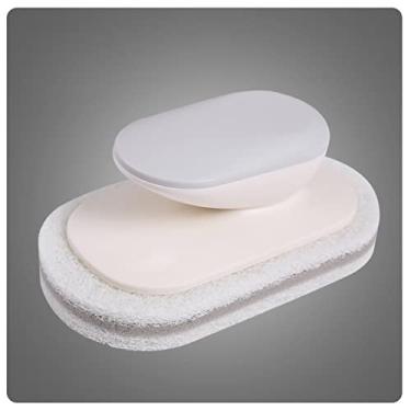 Imagem de Escova de bancada de esponja, alça confortável, limpeza eficiente, material macio, esponja HIPS almofada de limpeza de poliéster, estrutura estável, longa vida útil, para cozinha doméstica (cinza)