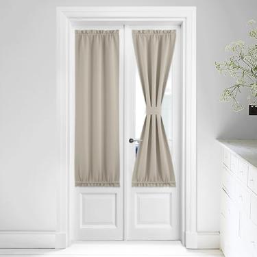 Imagem de Cortinas de janela de porta de luz lateral natural - Cortinas francesas de privacidade com isolamento térmico para janela de vidro de pátio, 63,5 cm x 162,6 cm, 1 painel
