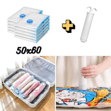 Imagem de Kit 10 Saco A Vácuo Organizar Roupa Viagem 50 X 60 + Bomba - TOP ÚTIL