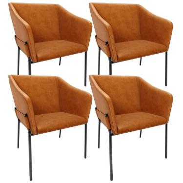 Imagem de Kit 4 Cadeiras Para Sala De Jantar Estar Living Olívia L02 Couríssimo Canela - Lyam Decor