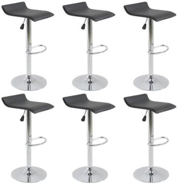 Imagem de Kit com 6 Banqueta Alta Giratória com Altura Regulável Recouro Belo Horizonte Preto