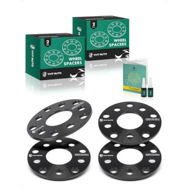 Imagem de YHTAUTO Espaçadores de roda de 5 x 100 mm/5 x 112 mm 6 mm compatíveis com Volkswagen Jetta, Passat, Golf, Beetle, Audi A4, A3, furo central de 57,1 mm, 5 terminais, 4 peças, adaptador de roda preto