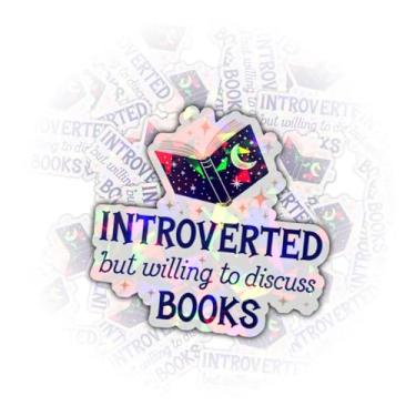 Imagem de (3 peças) Adesivo de livros introvertido, mas disposto a discutir, adesivo de livros, acessórios Kindle, adesivos para Kindle adulto, presentes para garrafa de água, presente para mulheres amantes de