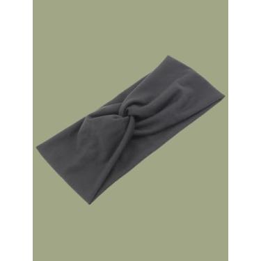 Imagem de Bandanas elásticas antiderrapantes largas para mulheres, faixas de cabelo para ioga, tecido atado, faixa de cabeça preta