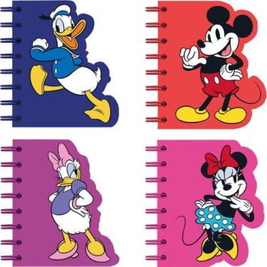 Imagem de Caderneta Espiral Capa Dura Mickey e Turma 60 Folhas Recortado Pacote 