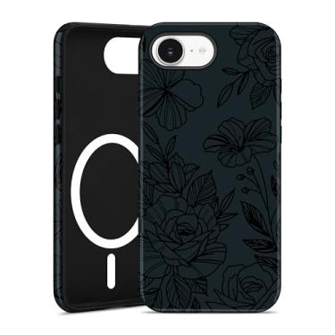 Imagem de Aitipy Capa de telefone compatível com MagSafe Flower para iPhone 16e, linda linha estética verde jato floarl TPU magnético macio e PC rígido capa protetora fina à prova de choque para mulheres e