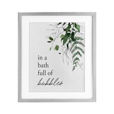 Imagem de Stupell Industries Floresta Folhagem Bubble Bath Impressão emoldurada cinza sob vidro, design por Lettered and Lined, 16 x 13
