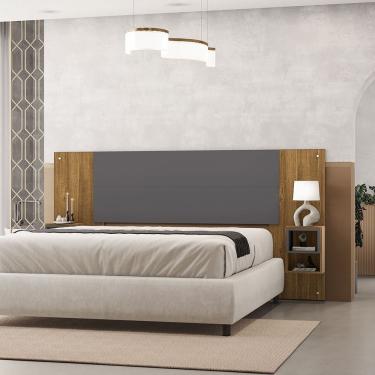 Imagem de Cabeceira Casal Extensível Cama Box 236-176cm Cibely V01 - D'rossi Cor Naturale E Alasca