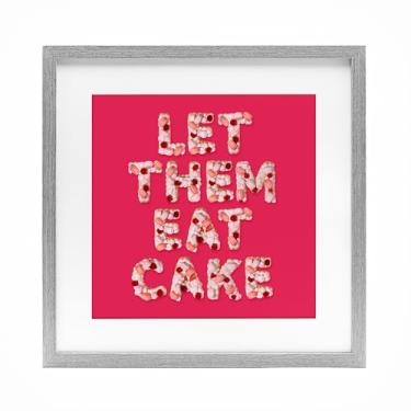 Imagem de Stupell Industries Let Them Eat Cake Impressão emoldurada cinza sob vidro, design por LISH Creative, 13 x 13