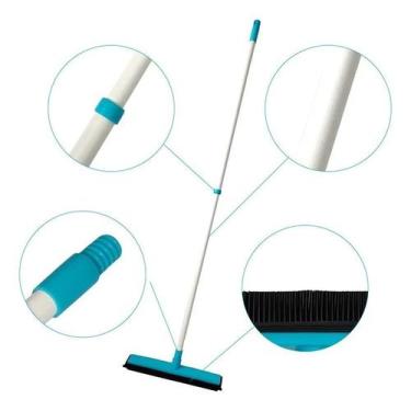 Imagem de Vassoura Extensível Mágica 2 em 1 Cerdas Borracha Limpeza Pesada Pelos