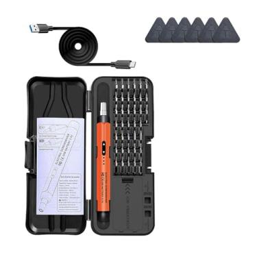 Imagem de Gralara Mini chave de fenda elétrica, conjunto de chave de fenda de precisão de 3,7 V, ferramenta elétrica compacta para reparo de PCs, eletrônicos e óculos, Laranja