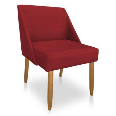 Imagem de Cadeira Poltrona Juliana Suede Pés Palito Castanho Vermelho