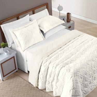 Imagem de Cobre Leito Casal Lint Micropercal 300fios 3pç Offwhite