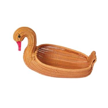 Imagem de Bothyi Cesta de Frutas Trançada em Imitação de Rattan, Tigela Organizadora para Servir Alimentos, Bandeja para Guardar Pratos, Porta-chaves, Ideal para Chá,