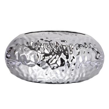 Imagem de Zerodis Suporte para Caixa de Tecido Oval de Luxo Capa Com Base Antiderrapante Adequada para Banheiro Quarto Sala de Estar Mesa de Escritório Mesa Bancada Penteadeira Tecido Oval de Luxo (Prata)