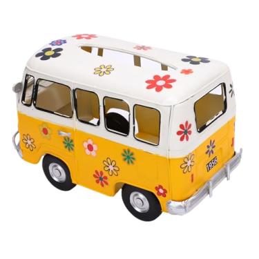 Imagem de SUNGOOYUE Suporte de Caixa de Tecido de Ferro, Capa Em Formato de ônibus Vintage para Decoração de Casa, Escritório, Cozinha, Sala de Estar (Amarelo)