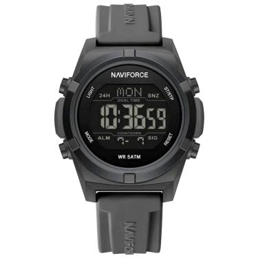 Imagem de Relógio Masculino Quartzo Esportivo 50m A Prova D´agua Lcd Dupla Exibição Grafite