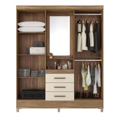 Imagem de Guarda Roupa Capelinha Pérsia 4 Portas Amêndola/off White Com Espelho - Demóbile Amêndola/off White