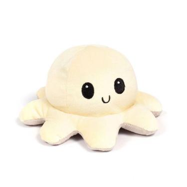 Imagem de Polvo Humor Reversível De Pelúcia Feliz Triste Amarelo Bege