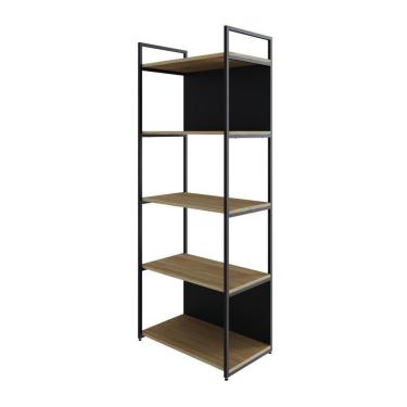 Imagem de Estante C/05 Prateleiras 152x60x33cm C/fundo Yon Vermont Oak/est.preta Vermont Oak/est.preta