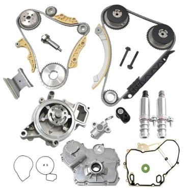 Imagem de GM2.4 Kit de corrente de distribuição para Buick Lacrosse 2011-2015, Chevy HHR, GMC Saturn, com bomba de óleo, trilho guia, tensor, roda dentada de manivela, roda dentada do eixo, válvula VVT, bomba