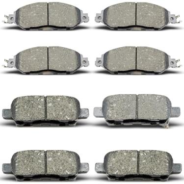 Imagem de DYZJKWJW D1415 D1649 Conjunto de pastilhas de freio de cerâmica dianteiras traseiras adequadas para Nissan Pathfinder 2013-2019, Nissan Murano 2015-2019, Infiniti QX60 2014-2019, Infiniti JX35 2013