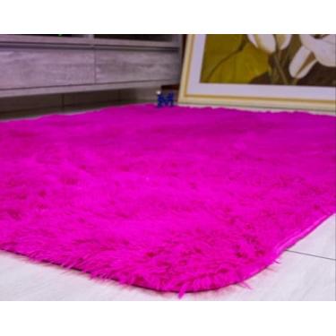 Imagem de Tapete Decorativo PY07 Pink peludo Antiderrapante para Corredor, Base Emborrachada, Material Antialérgico, 150x50 cm