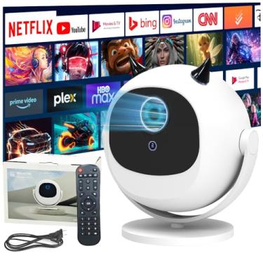 Imagem de Mini projetor com Wi-Fi e Bluetooth, projetor de filmes portátil com rotação de 180°, compatível com Full HD 1080p, pedra fundamental vertical automática, compatível com iOS Android Laptop TV Stick
