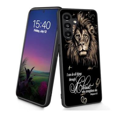 Imagem de Bxgolkgd Projetada para Galaxy A17 5G, capa protetora antiderrapante de silicone TPU macio e fino à prova de choque para Samsung Galaxy A17 5G 2025 de 6,7 polegadas - Versículo da Bíblia do Leão