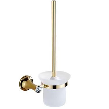 Imagem de Conjunto de escova de vaso sanitário e suporte, escova e suporte de vaso sanitário dourado, conjunto de escova de vaso sanitário de aço inoxidável 304 e suporte - 37,5 x 17 x 13 cm