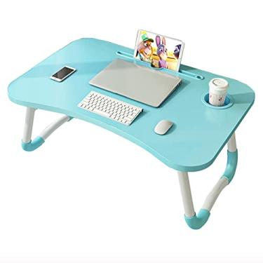 Imagem de Mesa de colo - Mesa para laptop com suporte de copo, compartimento para cartão, bandeja de cama para laptop, mesa de leitura, suporte de mesa - Trabalho em casa e aprendizado online, 60 x 40 cm