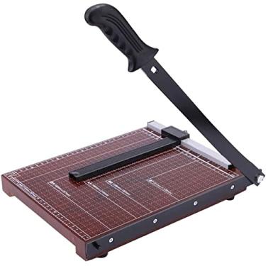 Imagem de IUBGFTO Cortador de papel, cortador de papel de guilhotina A4, ferramentas de corte de papel para escritório, escola, corte de fotos, etiquetas, cupons, cartões de papel