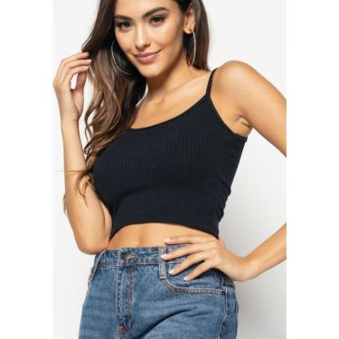 Imagem de Cropped Salvatore Alça Fina Canelado Feminina-Feminino