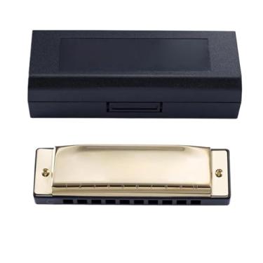 Imagem de Gaita profissional de 10 furos C Tone Harmonica Music Lover Performance profissional (ouro)