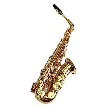 Imagem de Saxofone alto e plano profissional, saxofone alto dourado, com acessórios