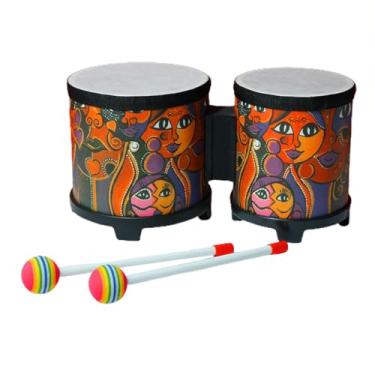 Imagem de Bongo Drums Adultos,Bongo Drum,Instrumento de percussão infantil brinquedo musical de bateria | Conjunto de bateria infantil, instrumentos musicais de feitos à mão com 2 baquetas coloridas, presente d