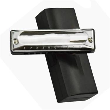 Imagem de Gaita Profissional Play Padrão Qualidade de Som 10 Furos Blues Diatonic Harmonica Aço Inoxidável Cobertura Grossa (Cor: Gb)