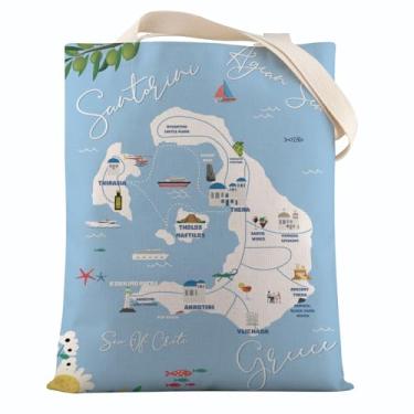 Imagem de VAMSII Presentes de lembrança grega, mapa de Santorini, Grécia, sacola sacola de presente de lua de mel grega, presente de viagem Santorini, Ussantorinitote