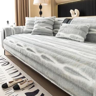 Imagem de HGTRH Capa de sofá 2 3 4 almofada para animais de estimação, capa de sofá secional em forma de L, capa de pelúcia gradiente lavável à máquina sem fiapos e antiestática cinza claro 110 x 110