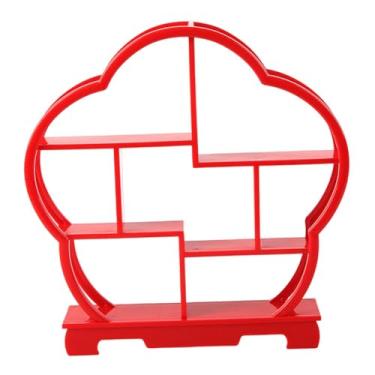 Imagem de IEUDNS Suporte Expositor Tradicional para Doces com Design Floral, Prateleira Organizadora de Madeira, Vermelho