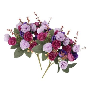 Imagem de Buquê Artificial - 2 Peças Buquê de Casamento,Flores Artificiais Para Vaso | Para Mesa Escritório Sala Quarto Cozinha Casa De Campo Casamento Lareira Interior Exterior