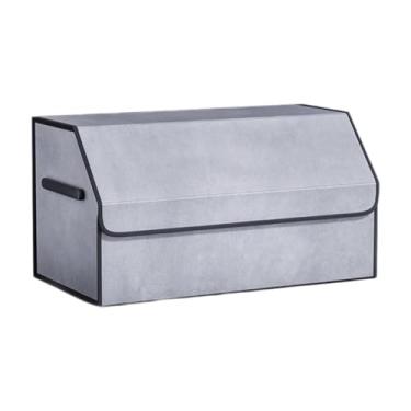 Imagem de QccHieUs Organizador universal de porta-malas de carro com tampa Organizador de carro à prova d'água Caixa de armazenamento de porta-malas prática dobrável, Cinza