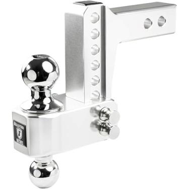 Imagem de BulletProof Hitches Engate de 5 cm de alumínio para serviço médio (classificação de 6,4 kg), engate de queda/elevação de 10 cm com esfera dupla de 5 cm e 2 5/40.6 cm