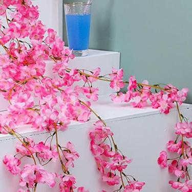 Imagem de Naroote Decoração de Guirlanda de Videira de Cereja, Flor Vívida de 1,8 M de Comprimento de Seda e Videira Artificial de Plástico para Decoração de Loja Doméstica, Presente Ideal para Entes Queridos