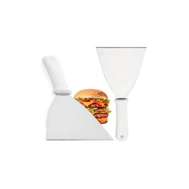Imagem de Espátula Reta em Aço Inox, 5cm Largura, Cabo Branco Polipropileno, 17.5cm Altura, para Lanches e Massas