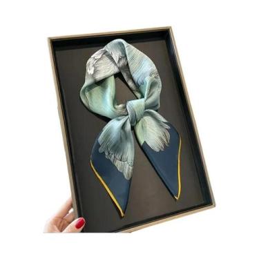 Imagem de Lenço Quadrado De Seda Satinada Para Mulheres 70x70cm Com Estampa Fash